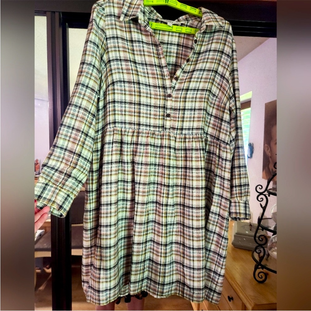 LOFT Plaid Button-Up Dress